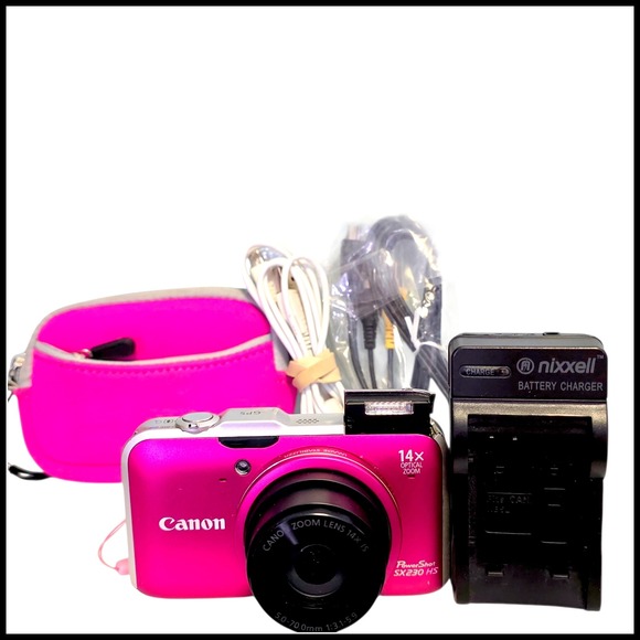 Canon Other - Canon PowerShot SX230 HS 12.1MP Digital Camera PINK Tested Battery Charger Card